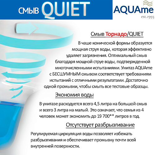 Унитаз подвесной AQUAme AQM2012 сиденье SoftClose, технология смыва QUIET, 495х360х370 Унитаз подвесной AQUAme AQM2012 сиденье SoftClose, технология смыва QUIET, 495х360х370