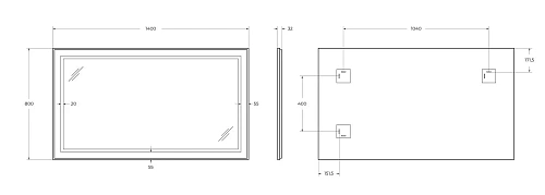 Зеркало BelBagno SPC-KRAFT-1400-800-SENS-AL 1400x800x32 мм с подсветкой и сенсорным выключателем Зеркало BelBagno SPC-KRAFT-1400-800-SENS-AL 1400x800x32 мм с подсветкой и сенсорным выключателем