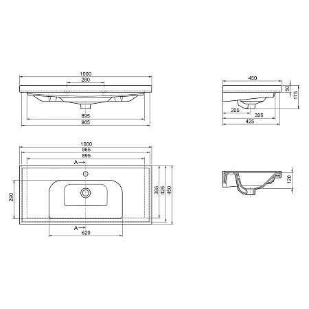Раковина CeraStyle Frame 100 031400-u Раковина CeraStyle Frame 100 031400-u