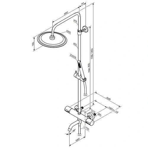 Душевая система Damixa Scandinavian Pure 936810300 с термостом, черный Душевая система Damixa Scandinavian Pure 936810300 с термостом, черный