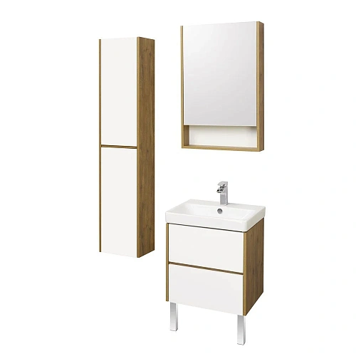 Тумба под раковину Aquaton Сканди 55 белая, дуб рустикальный 1A251701SDZ90 Тумба под раковину Aquaton Сканди 55 белая, дуб рустикальный 1A251701SDZ90