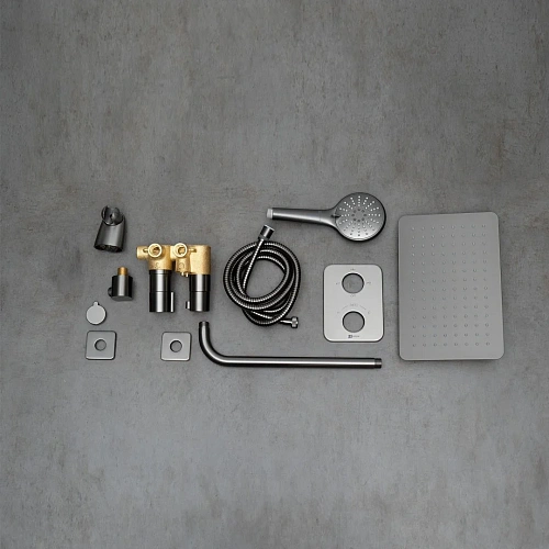 Душевая система Lemark Bronx LM3749GM термостатическая, встраиваемая, графит Душевая система Lemark Bronx LM3749GM термостатическая, встраиваемая, графит