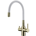 Смеситель для кухни Paulmark Salix бронза белый шланг Sa213419-BRw Смеситель для кухни Paulmark Salix бронза белый шланг Sa213419-BRw