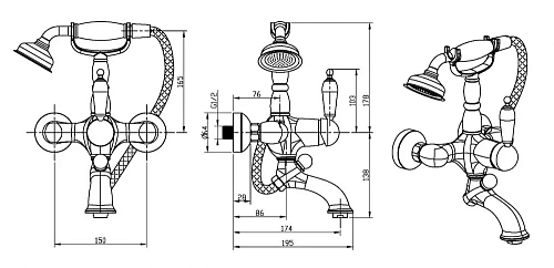 Смеситель для ванны Boheme IMPERIALE Ripresa 323 Смеситель для ванны Boheme IMPERIALE Ripresa 323