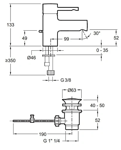 Смеситель для раковины Jacob Delafon Cuff излив 99 мм, E37301-CP Смеситель для раковины Jacob Delafon Cuff излив 99 мм, E37301-CP