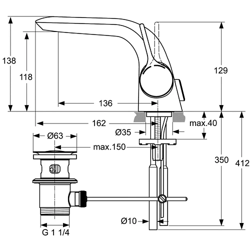 Смеситель для раковины Ideal Standard MELANGE A4258AA Смеситель для раковины Ideal Standard MELANGE A4258AA