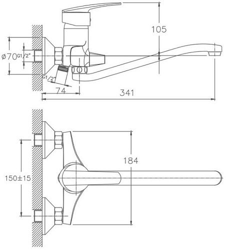 Смеситель для ванны Haiba HB2206, хром Смеситель для ванны Haiba HB2206, хром