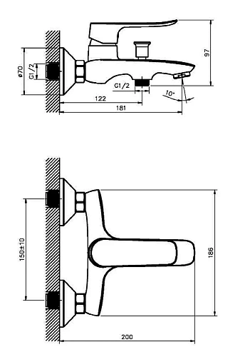 Смеситель для ванны Agger Nice A2510000 Смеситель для ванны Agger Nice A2510000