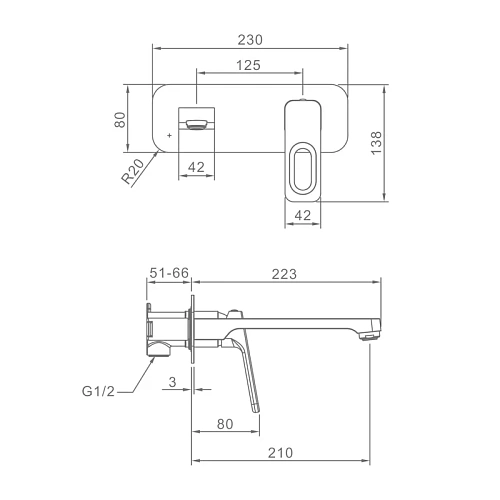 Смеситель для раковины Raglo R51.11.09 встраиваемый, графит Смеситель для раковины Raglo R51.11.09 встраиваемый, графит