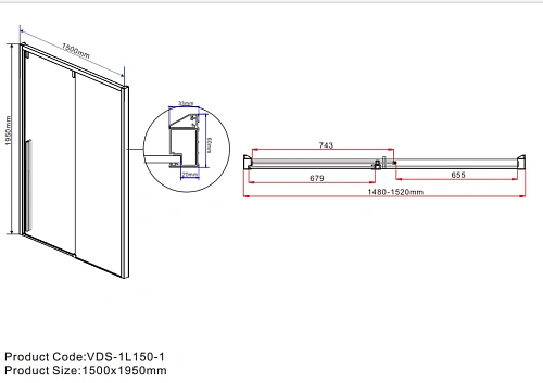 Душевая дверь Vincea Lugano VDS-1L150CLB-1, 1500, черный, стекло прозрачное Душевая дверь Vincea Lugano VDS-1L150CLB-1, 1500, черный, стекло прозрачное