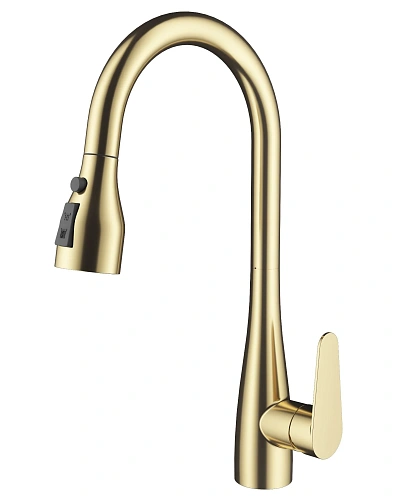 Смеситель для кухни Wonzon & Woghand с выдвижным изливом, брашированное золото (WW-121E201B-BG) Смеситель для кухни Wonzon & Woghand с выдвижным изливом, брашированное золото (WW-121E201B-BG)