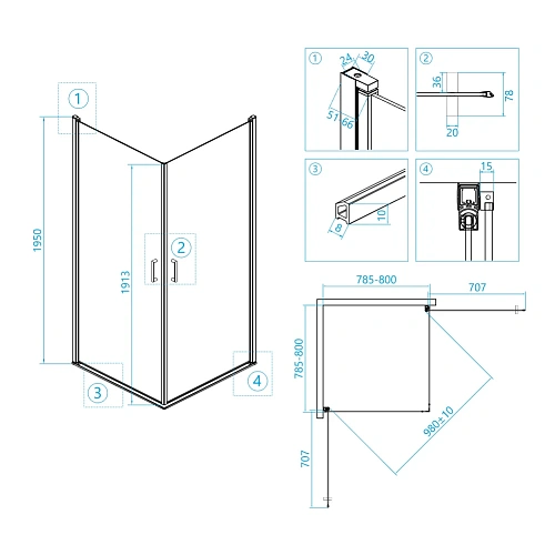 Душевой уголок RGW LE-30 800x800 мм 06123008-11 хром Easy Clean Душевой уголок RGW LE-30 800x800 мм 06123008-11 хром Easy Clean