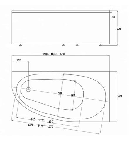 Акриловая ванна Aquatek Дива 150x90 правая DIV150-0000002 Акриловая ванна Aquatek Дива 150x90 правая DIV150-0000002