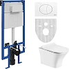 Комплект Унитаз подвесной STWORKI Монтре MO-01up безободковый + Система инсталляции для унитазов STW 555201