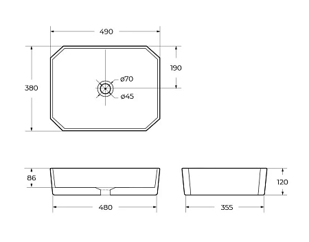 Раковина BelBagno BB1386 490x380 белый Раковина BelBagno BB1386 490x380 белый