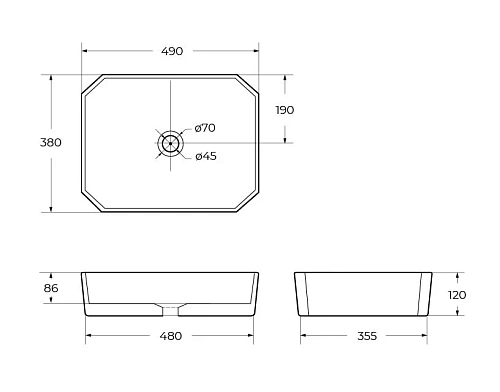 Раковина BelBagno BB1386 490x380 белый Раковина BelBagno BB1386 490x380 белый