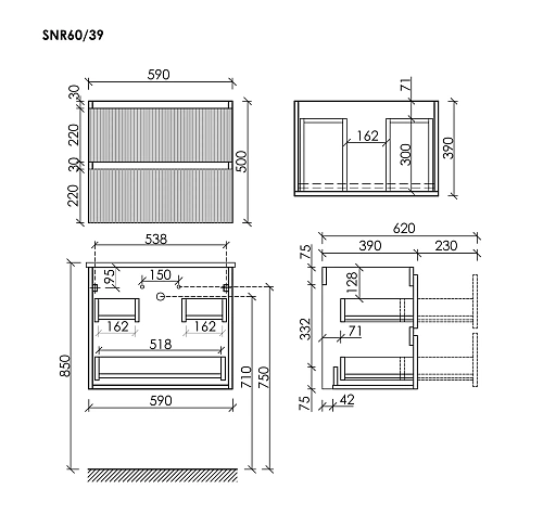 Тумба под раковину SANCOS Snob SNR60/39CE R 590х390х500 Beige Soft подвесная Тумба под раковину SANCOS Snob SNR60/39CE R 590х390х500 Beige Soft подвесная