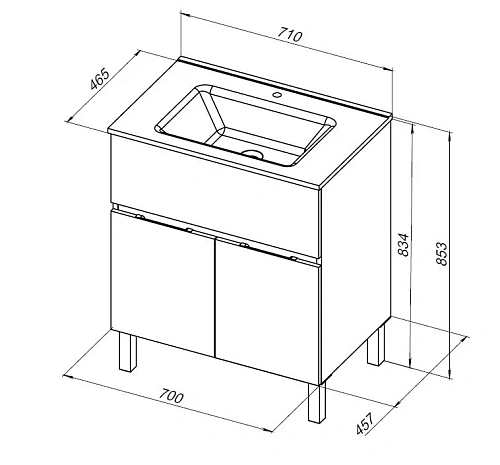 Тумба под раковину Aquanet Алвита new 70 1 ящик, 2 дверцы, антрацит 00303900 Тумба под раковину Aquanet Алвита new 70 1 ящик, 2 дверцы, антрацит 00303900