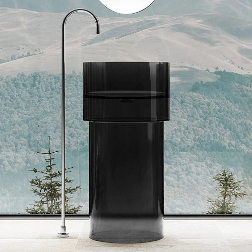 Раковина ABBER Kristall AT2701Onyx отдельностоящая, прозрачная, черная Раковина ABBER Kristall AT2701Onyx отдельностоящая, прозрачная, черная