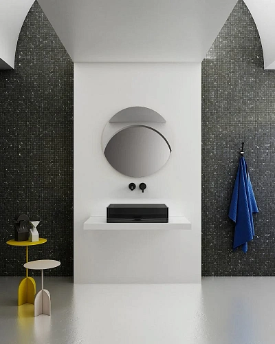 Раковина ABBER Kristall AT2803Onyx прозрачная, накладная, черная Раковина ABBER Kristall AT2803Onyx прозрачная, накладная, черная