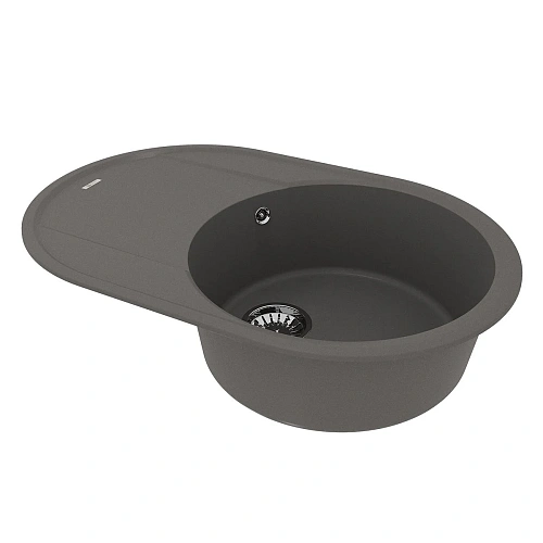Кухонная мойка Lemark LACHA 760 врезная овальная из кварцгранита, с крылом, серый шелк 9910059 Кухонная мойка Lemark LACHA 760 врезная овальная из кварцгранита, с крылом, серый шелк 9910059