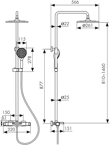 Душевая система Kaiser Quadris 25282 с термостатом Душевая система Kaiser Quadris 25282 с термостатом