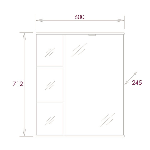 Зеркальный шкаф Onika КАРИНА 60.01 правый 206010 Зеркальный шкаф Onika КАРИНА 60.01 правый 206010