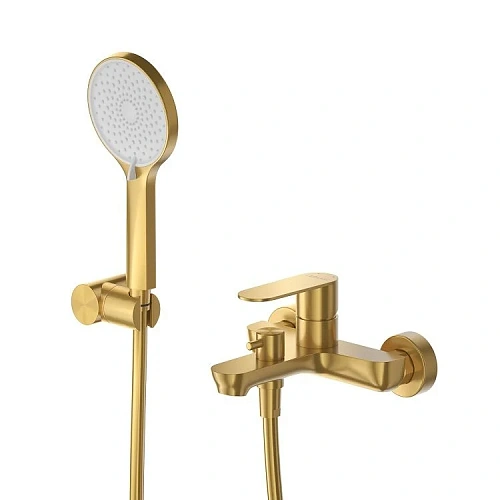 Смеситель для ванны CEZARES STYLUS-VD-BORO с ручным душем, шлангом и держателем, брашированное золото Смеситель для ванны CEZARES STYLUS-VD-BORO с ручным душем, шлангом и держателем, брашированное золото