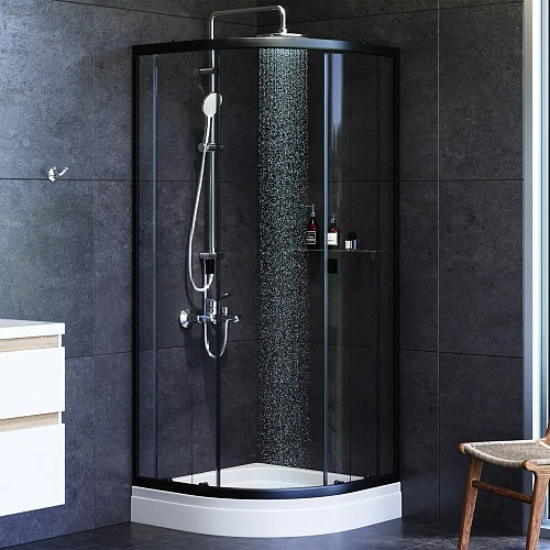 Душевой уголок AM.PM X-Joy Twin Slide W88E-205-080BT 80x80 с поддоном, профиль черный, стекло прозра Душевой уголок AM.PM X-Joy Twin Slide W88E-205-080BT 80x80 с поддоном, профиль черный, стекло прозра