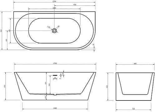 Акриловая ванна ABBER AB9216-1.7B Акриловая ванна ABBER AB9216-1.7B