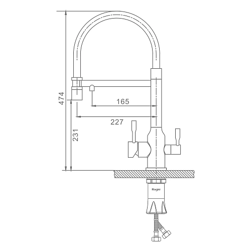 Смеситель для кухни Raglo R81.63.09 с гибким изливом с подключением к фильтру, графит Смеситель для кухни Raglo R81.63.09 с гибким изливом с подключением к фильтру, графит