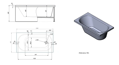 Акриловая ванна Timo ROHA1370 (1300x700x580) Акриловая ванна Timo ROHA1370 (1300x700x580)