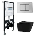 Комплект унитаза ABBER Rechteck AC1201MB черный матовый с инсталляцией AC0105 и кнопкой AC0120 хром Комплект унитаза ABBER Rechteck AC1201MB черный матовый с инсталляцией AC0105 и кнопкой AC0120 хром