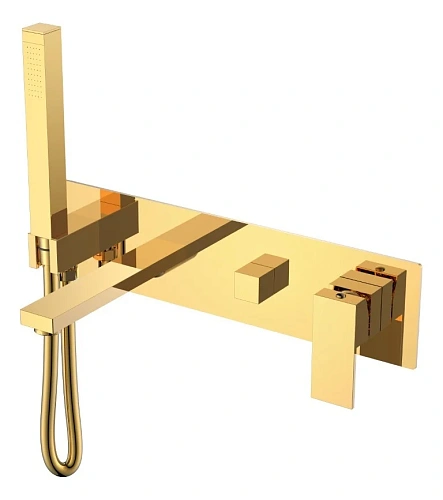 Смеситель для ванны Boheme Qubic Shinny Gold 474-2-G встроенный Смеситель для ванны Boheme Qubic Shinny Gold 474-2-G встроенный