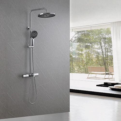 Душевая система ABBER Thermostat AF8516L с термостатом и изливом, хром Душевая система ABBER Thermostat AF8516L с термостатом и изливом, хром