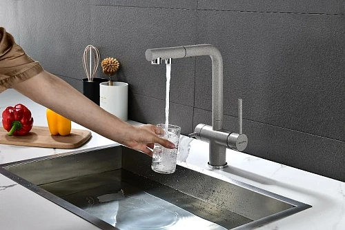 Смеситель для кухни Paulmark SERPENTINE серый Se213222-GR Смеситель для кухни Paulmark SERPENTINE серый Se213222-GR