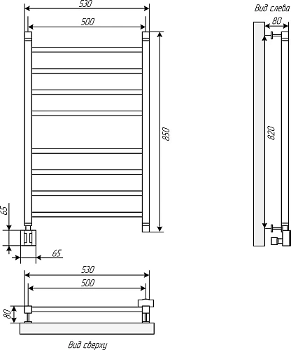 Полотенцесушитель электрический EWRIKA Деметра LP 80х50, матовый черный L 536077 Полотенцесушитель электрический EWRIKA Деметра LP 80х50, матовый черный L 536077