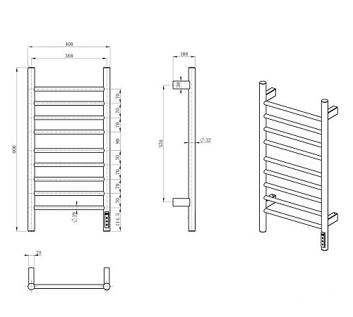 Полотенцесушитель электрический Wonzon & Woghand хром (WW-AL4094-CR) Полотенцесушитель электрический Wonzon & Woghand хром (WW-AL4094-CR)