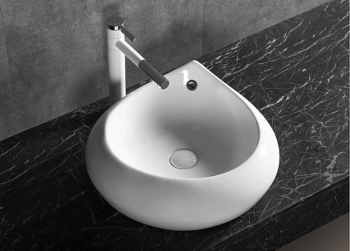 Раковина Ceruttispa CR045E 475х470х180 накладная, белая, форма капли, с переливом Раковина Ceruttispa CR045E 475х470х180 накладная, белая, форма капли, с переливом