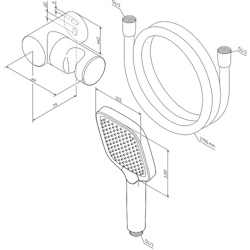 Душевой гарнитур AM.PM Func F0118F022 черный Душевой гарнитур AM.PM Func F0118F022 черный