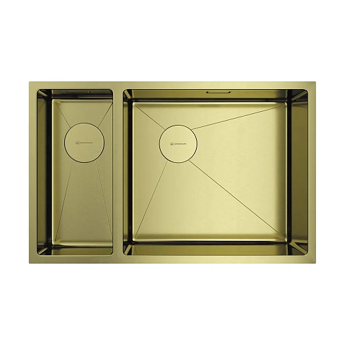 Кухонная мойка Omoikiri Taki 69-2-U/IF-LG-R Side нержавеющая сталь/светлое золото 4993184 Кухонная мойка Omoikiri Taki 69-2-U/IF-LG-R Side нержавеющая сталь/светлое золото 4993184
