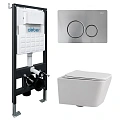 Комплект унитаза ABBER Rechteck AC1201 белый с инсталляцией AC0105 и кнопкой AC0121MCH матовый хром Комплект унитаза ABBER Rechteck AC1201 белый с инсталляцией AC0105 и кнопкой AC0121MCH матовый хром