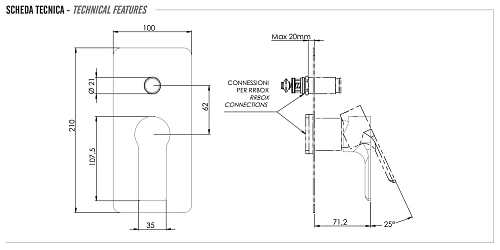 Смеситель для душа Remer Energy EY09KBXV, сталь Смеситель для душа Remer Energy EY09KBXV, сталь