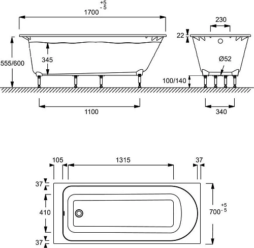 Акриловая ванна Jacob Delafon Odeon Rive Gauche E6D151-00 170x70 Акриловая ванна Jacob Delafon Odeon Rive Gauche E6D151-00 170x70
