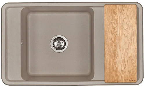 Кухонная мойка Aquaton Беллис 87 1A724832BS250 из литого мрамора, серый шелк Кухонная мойка Aquaton Беллис 87 1A724832BS250 из литого мрамора, серый шелк