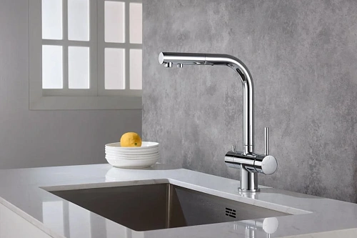 Смеситель для кухни Timo Saona 2356/00FL с подключением фильтра и выдвижной лейкой хром Смеситель для кухни Timo Saona 2356/00FL с подключением фильтра и выдвижной лейкой хром