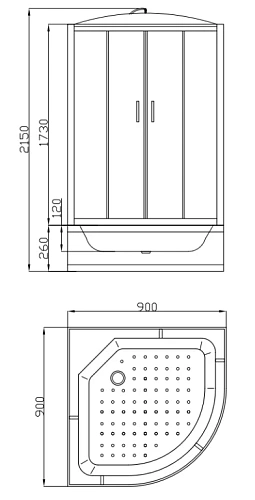 Душевая кабина Parly ECM921 900x900 профиль белый, стекло тонированное Душевая кабина Parly ECM921 900x900 профиль белый, стекло тонированное