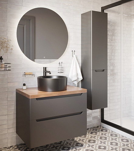 Тумба с раковиной STWORKI Берген 80 серая с темной столешницей, с раковиной на выбор 549478 Тумба с раковиной STWORKI Берген 80 серая с темной столешницей, с раковиной на выбор 549478