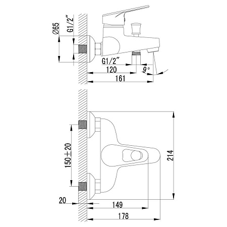 Смеситель для ванны Lemark Luna LM4102C Смеситель для ванны Lemark Luna LM4102C