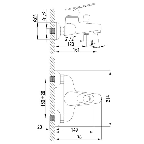 Смеситель для ванны Lemark Luna LM4102C Смеситель для ванны Lemark Luna LM4102C